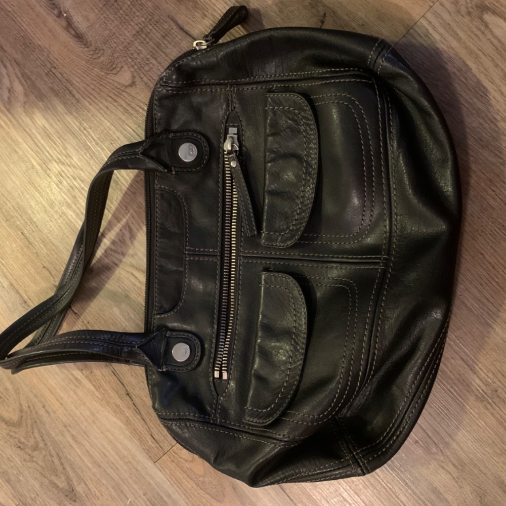 Fossil black leather handbag